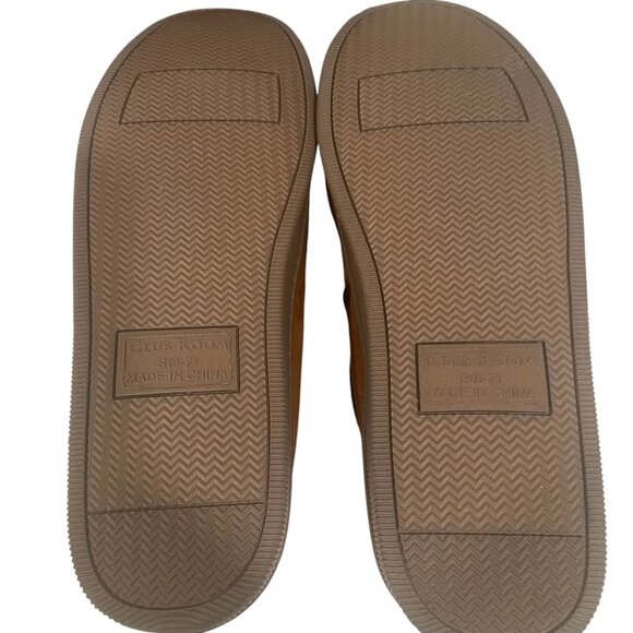 Tan Moccasin Slippers Mens Indoor Outdoor Fleece Lined Small Cozy Winter Lounge - Picture 10 of 10